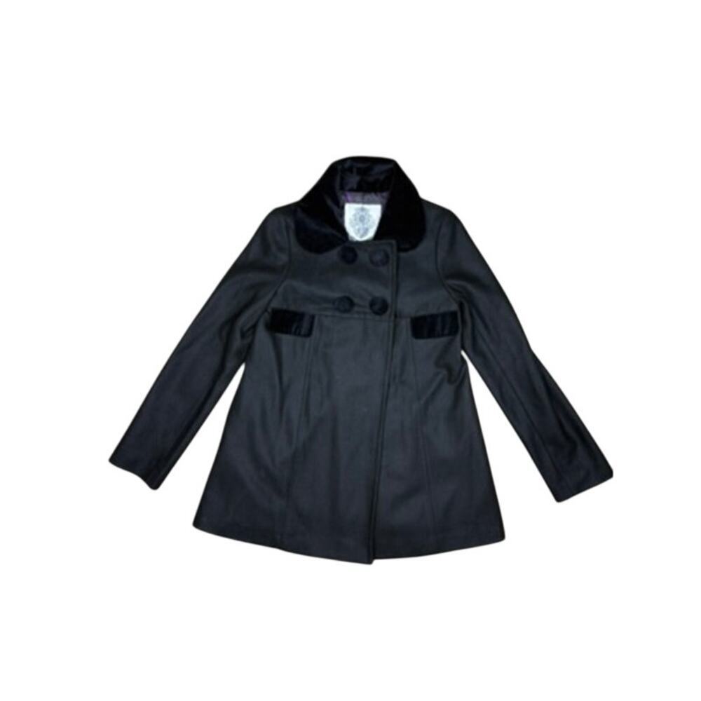 BB Dakota 2000s y2k Babydoll Black Velvet Accent Wool Blend Peacoat Small